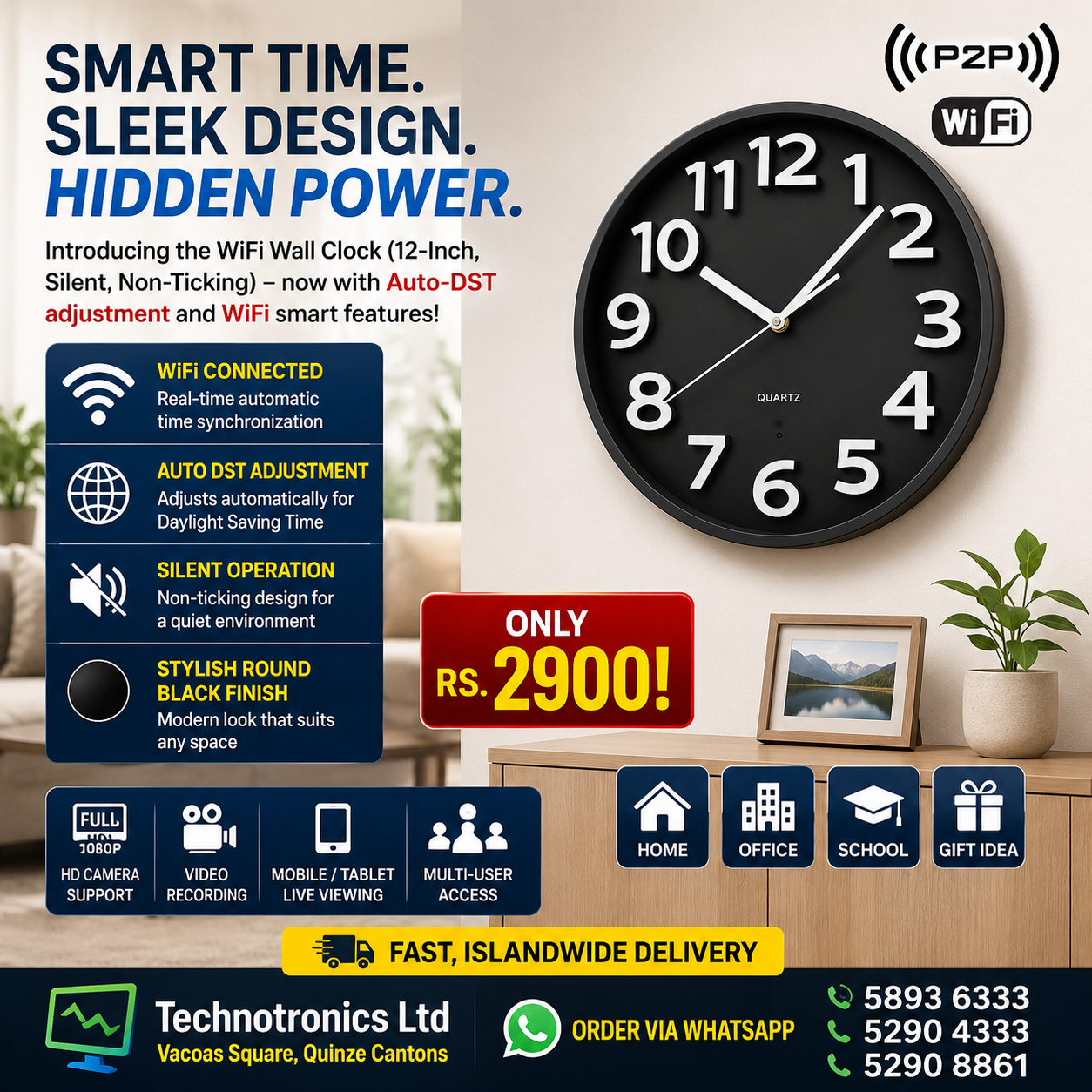 Spy WiFi Wall Clock Camera