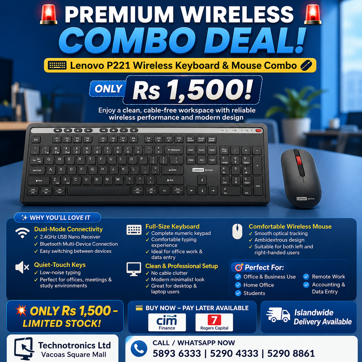 Lenovo P221 Wireless Keyboard &amp; Mouse Combo