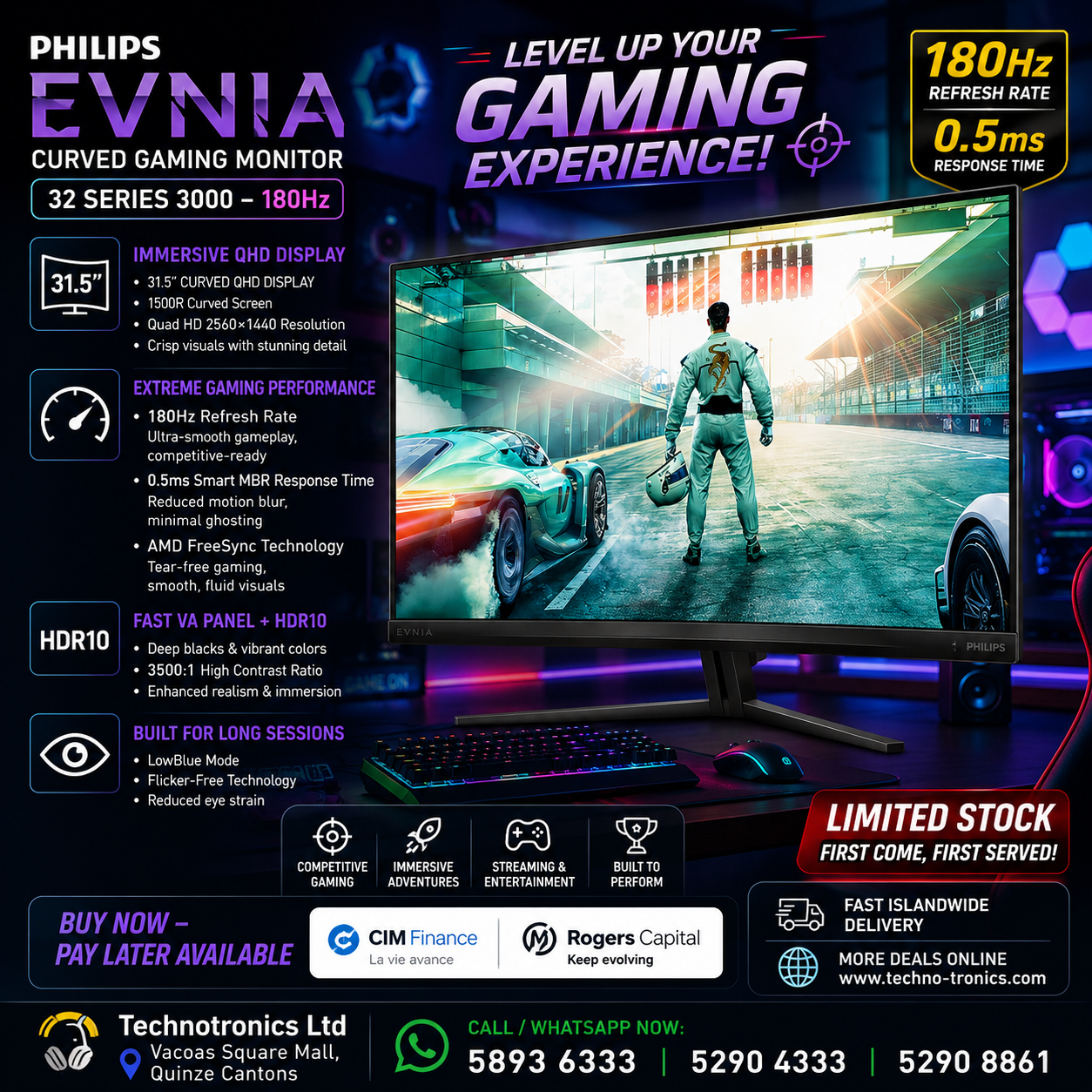 Philips Evnia Curved Gaming Monitor 32 Series 3000 – 180Hz