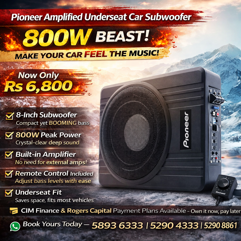 Pioneer Amplified Underseat Car Subwoofer 800W- Car Audio