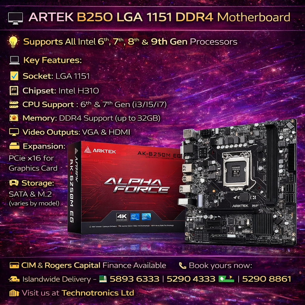 INTEL MOTHERBOARD B250 LGA 1151 SOCKET DDR4 FOR ALL 1151 PROCESSORS(6th,7th ,8th and 9th Gen as well)