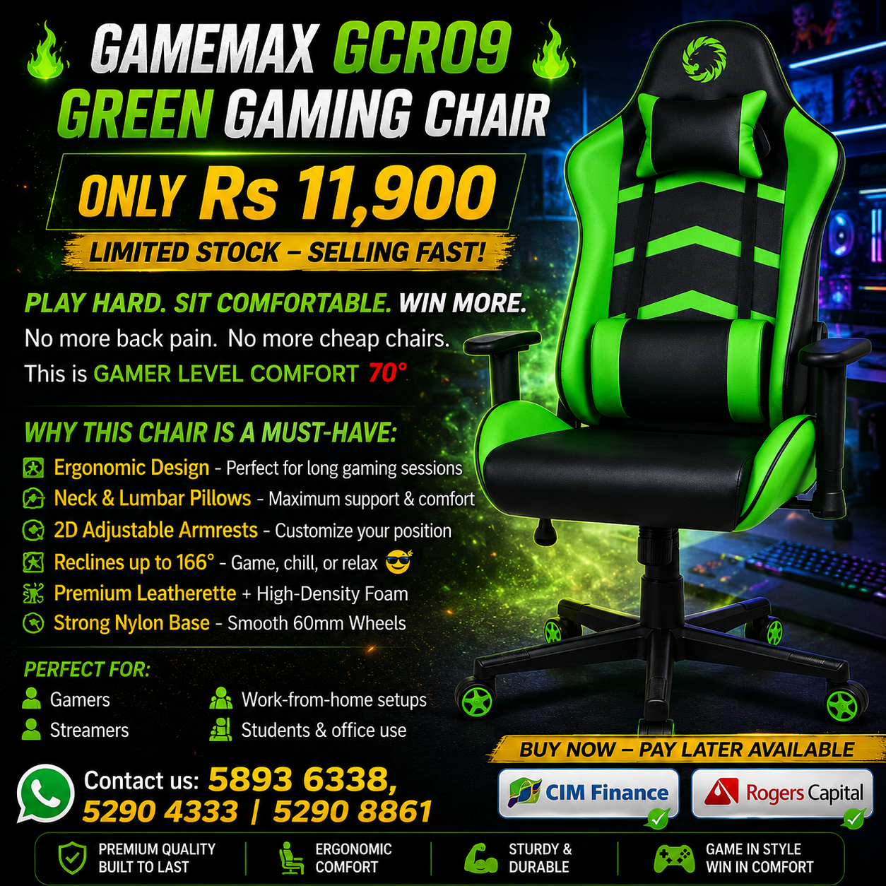 Gamemax GCR09 Green Gaming Chair