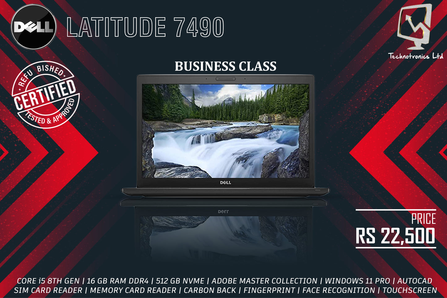 BUSINESS CLASS LAPTOP DELL LATITUDE 7490 CORE I5 (Touch Screen)-16 GB RAM -512 GB NVME FOR SALE (RENEWED)