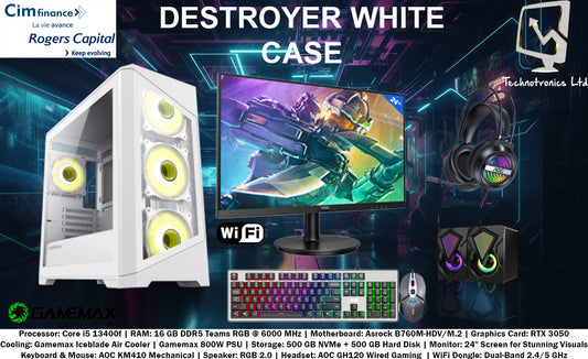 Gamemax Destroyer White Set | Core i5 13400F | RAM: 16 GB DDR5 | Graphics Card: RTX 3050