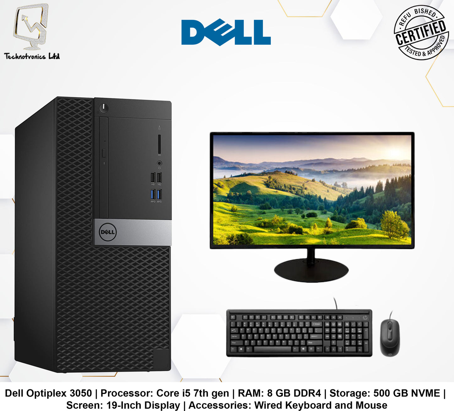 Dell Optiplex 3050 | Processor: Core i5 7th gen | RAM: 8 GB DDR4 | Storage: 500 GB NVME