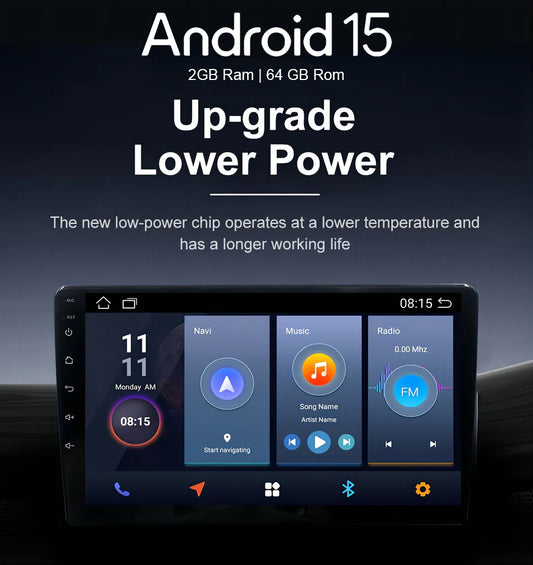 CAR SCREEN ANDROID 15.0, 9 INCH HS-9010F- Car Player With GPS( 2 Din)