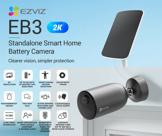 Ezviz Camera EB3 3MP + Solar Panel 5W Standalone Smart Home Battery Camera