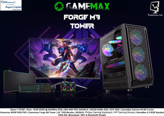 Forge AB SET | Ryzen 7 8700F | 16GB DDR5 @ 6000MHz | MSI AM5 PRO B650M-B | 500GB NVMe SSD | RTX 5060