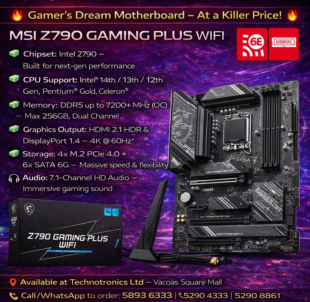 MSI INTEL Motherboard Z790 GAMING PLUS WIFI
