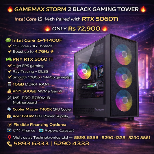 GAMEMAX STORM 2 BLACK GAMING TOWER -Intel Core i5 14th Paired with RTX 5060TI 🔥