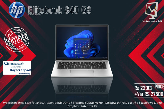Elitebook 840 G8 | Processor: Intel Core i5-1145G7 | RAM: 32GB DDR4 | Storage: 500GB NVMe