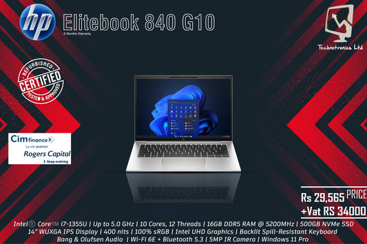 HP Elitebook 840 G10 | Intel®️ Core™️ i7-1355U | 16GB DDR5 RAM @ 5200MHz | 500GB NVMe SSD