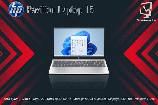 HP Pavilion Laptop 15 | AMD Ryzen 7-7730U | 32GB DDR4 @ 3200MHz | Storage: 512GB PCIe SSD