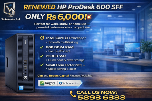 Renewed HP ProDesk 600 SFF Core i3+250GB SSD