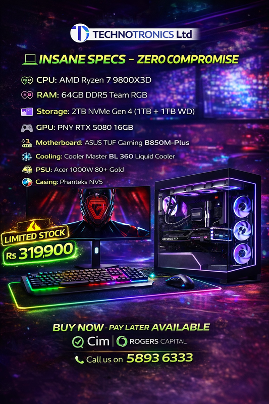 Complete Set Phantek NV5 Gaming Tower with Ryzen 7 9800X3D paired with RTX 5060+ 64GB RAM DDR5 + 34Inch Xioami Screen 180Hz