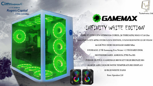 Gamemax Infinity White Edition Tower-CORE I7 13TH GEN 13700KF-64 GB Ram DDR5