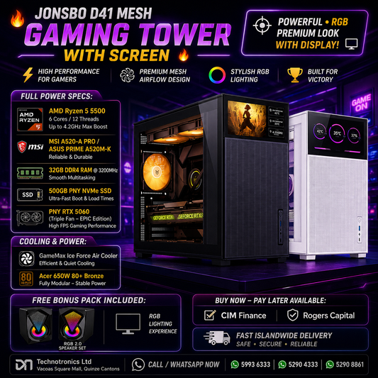 JONSBO D41 MESH GAMING TOWER WITH SCREEN
