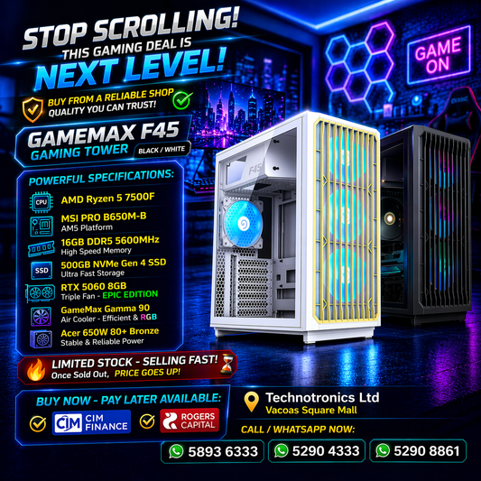 Gamemax F45 Gaming Tower -Ryzen 5 7500F+RTX 5060 Triple fans Epic Editiion