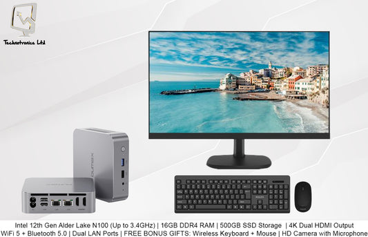 OUmax Mini PC Set | Intel 12th Gen Alder Lake N100 (Up to 3.4GHz) | 16GB DDR4 RAM | 500GB SSD Storage