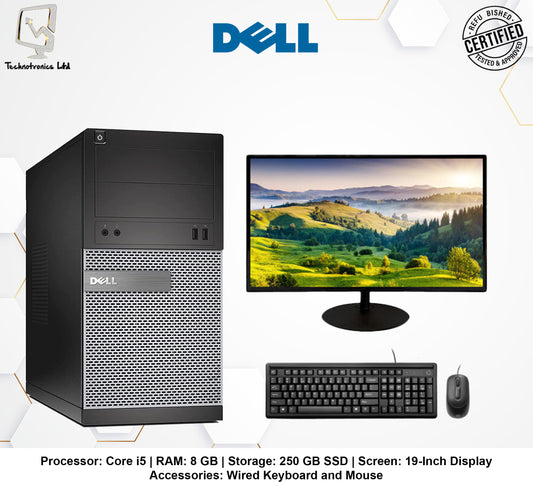 Renewed Dell Set | Processor: Core i5 | RAM: 8 GB | Storage: 250 GB SSD