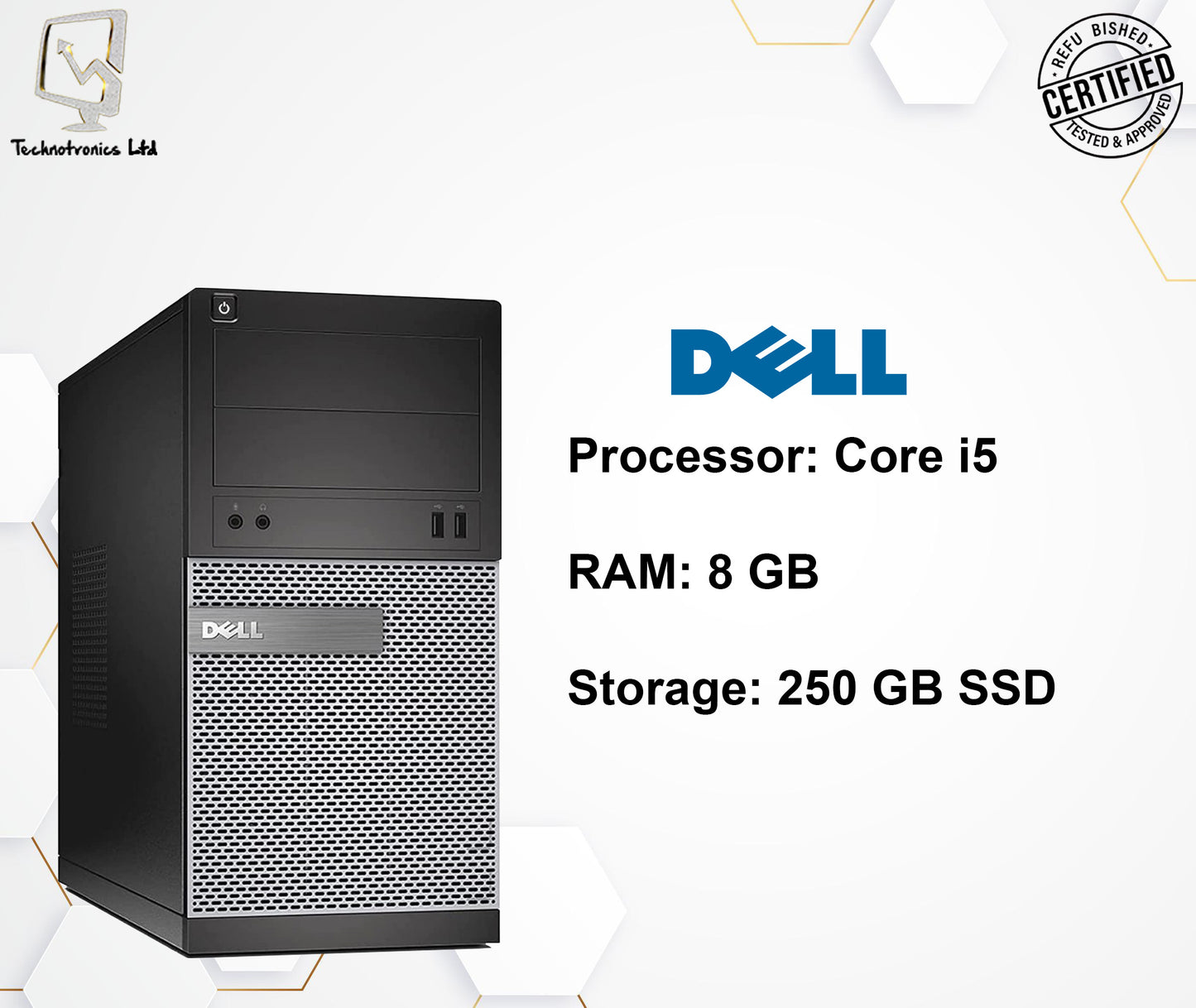 Renewed Dell | Processor: Core i5 | RAM: 8 GB | Storage: 250 GB SSD