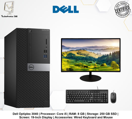 Dell Optiplex 3040 Set | Processor: Core i5 | RAM: 8 GB | Storage: 250 GB SSD