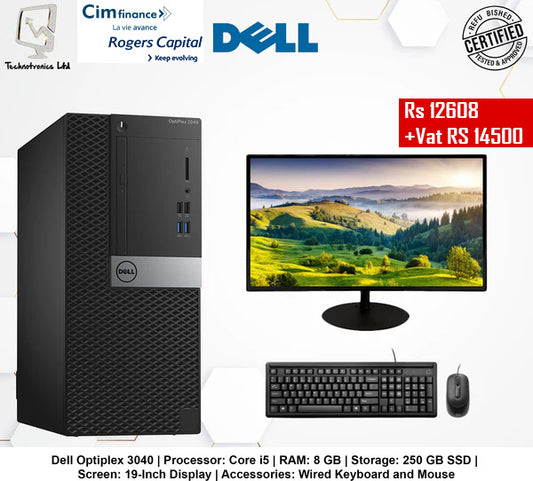 Dell Optiplex 3040 Set | Processor: Core i5 | RAM: 8 GB | Storage: 250 GB SSD