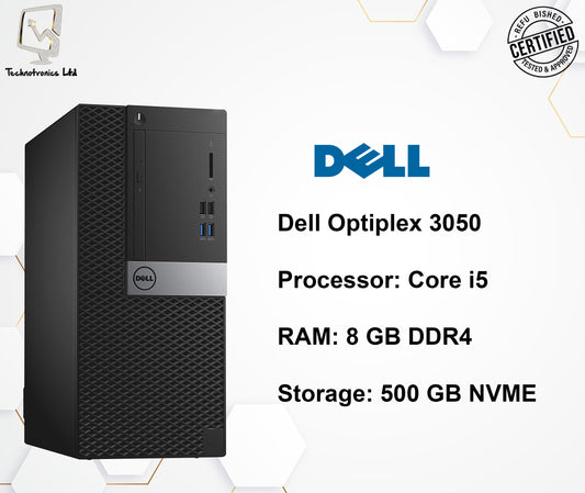 Dell Optiplex 3050 | Processor: Core i5 | RAM: 8 GB DDR4 | Storage: 500 GB NVME