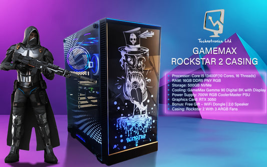 Rockstar 2 Tower |  Core i5 13400F | RAM: 16GB DDR5 | Storage: 500GB NVMe | Graphics Card: RTX 3050