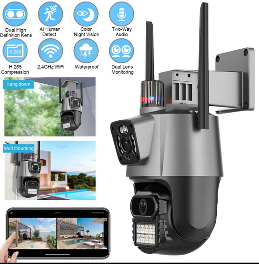 Icsee Dual Lens Smart Outdoor Camera