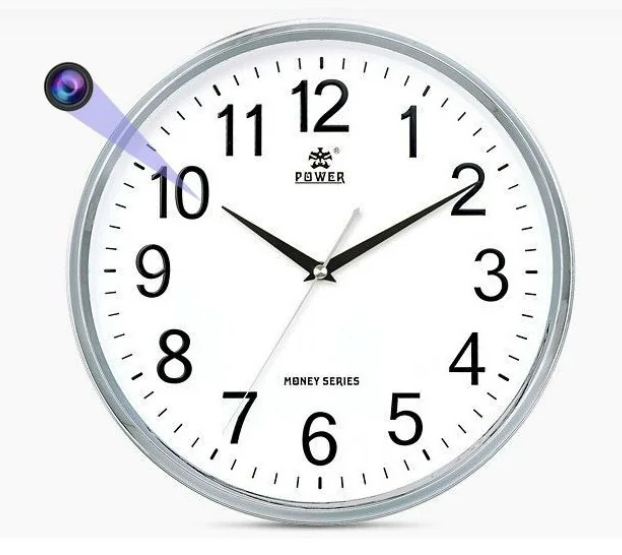 Spy Camera WiFi Wall Clock (12-Inch, Silent, Non-Ticking)