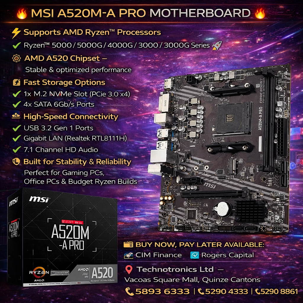 MSI A520M-A PRO  AMD MOTHERBOARD