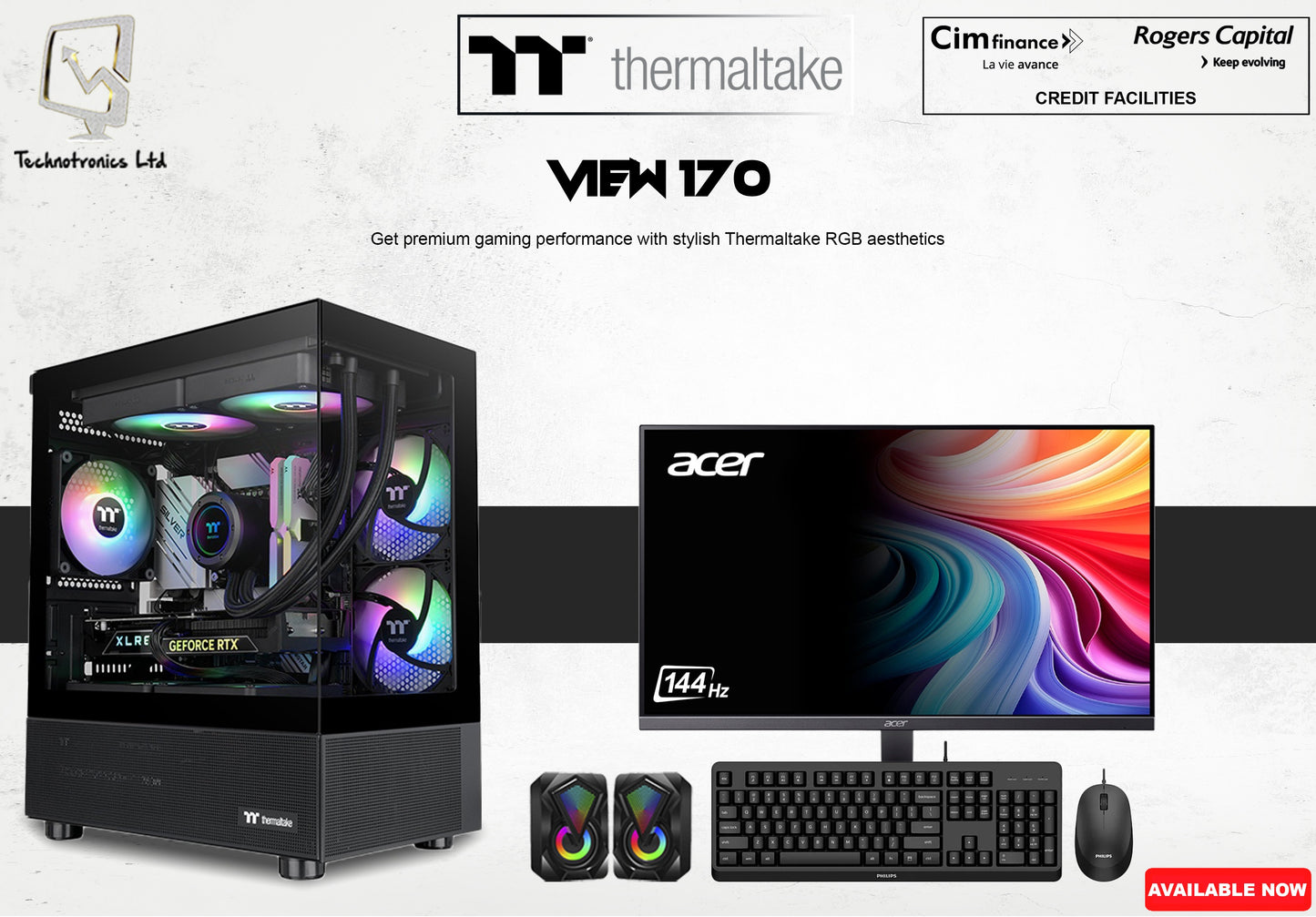 Thermaltake View 170 Gaming Set | Processor: Intel Core i5-11400F | RAM: 16GB DDR4 | Storage: 500GB NVMe SSD | Graphics: RTX5060 8GB