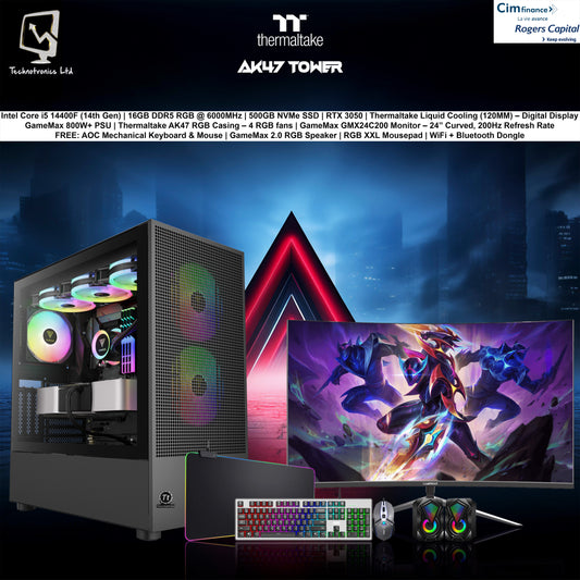 Thermaltake AK47 Set | Intel Core i5 14400F (14th Gen) | 16GB DDR5 RGB @ 6000MHz | 500GB NVMe SSD | RTX 3050