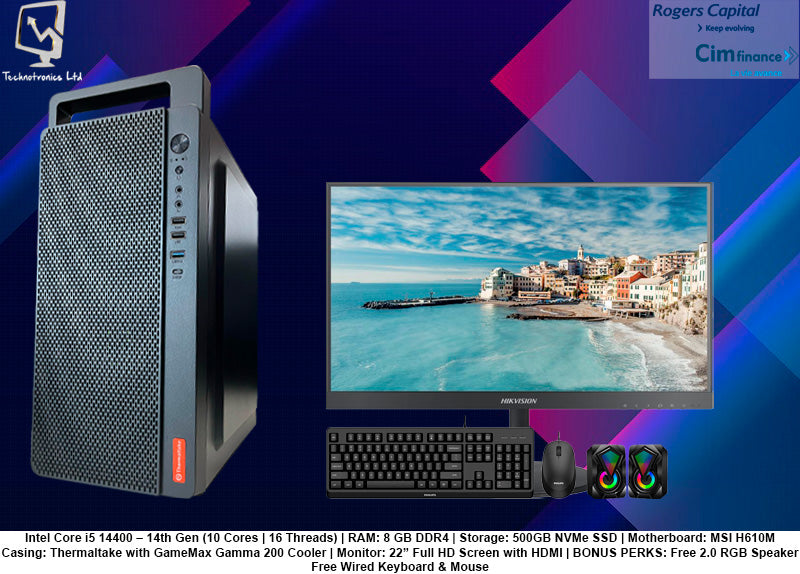 New Thermaltake Working Set 14th Gen Core i5, 8GB Ram , 500 GB NVME