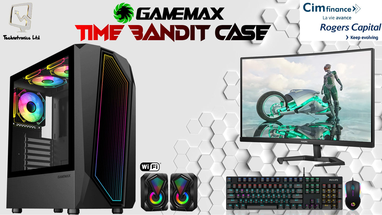 Time Bandit Set | Processor: Intel Core i5 14th Gen 14400F | RAM: 32 GB DDR5 @ 6000MHz | Storage: 1TB NVMe | Rx 9600XT 16 GB