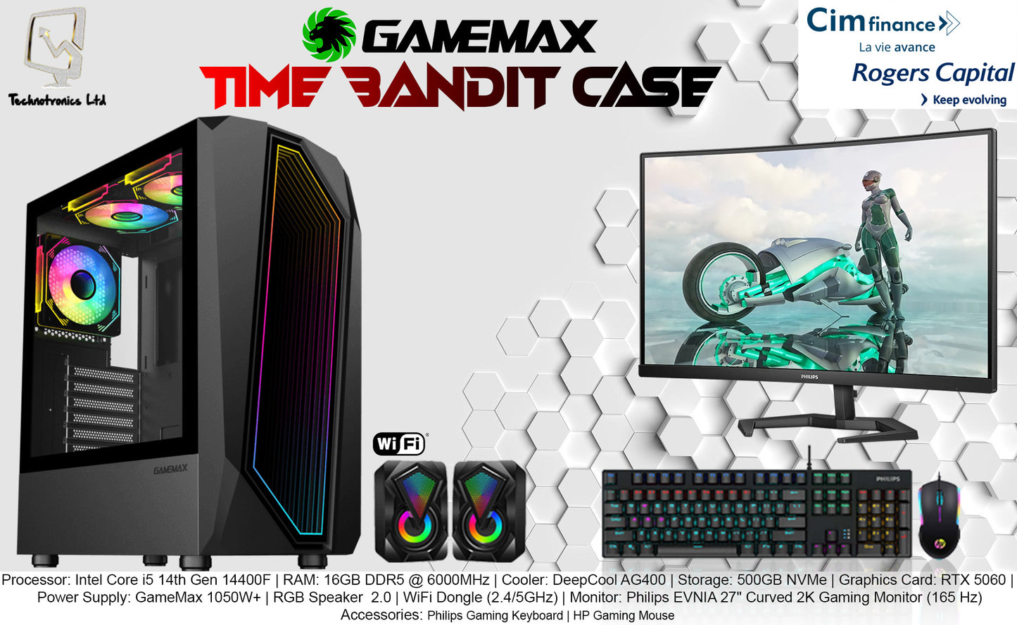 Time Bandit Set | Processor: Intel Core i5 14th Gen 14400F | RAM: 16GB DDR5 @ 6000MHz | Storage: 500GB NVMe | Rx 9600XT 16 GB