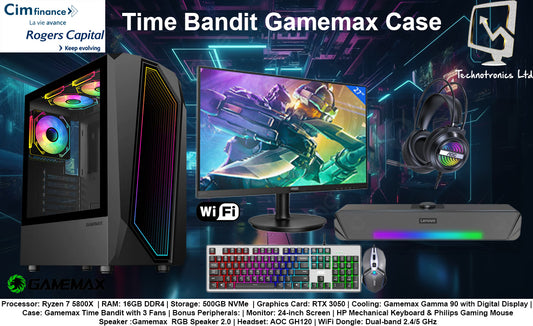 Gamemax Time Bandit  Set | Ryzen 7 5800X | RAM: 16GB DDR4 | Storage: 500GB NVMe| Graphics Card: RTX 3050