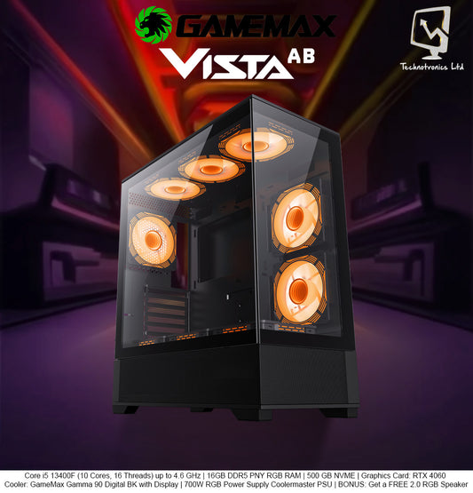 Vista AB Tower | Core i5 13400F | 16GB DDR5 PNY RGB RAM | 500GB NVME | RTX 4060 Graphics