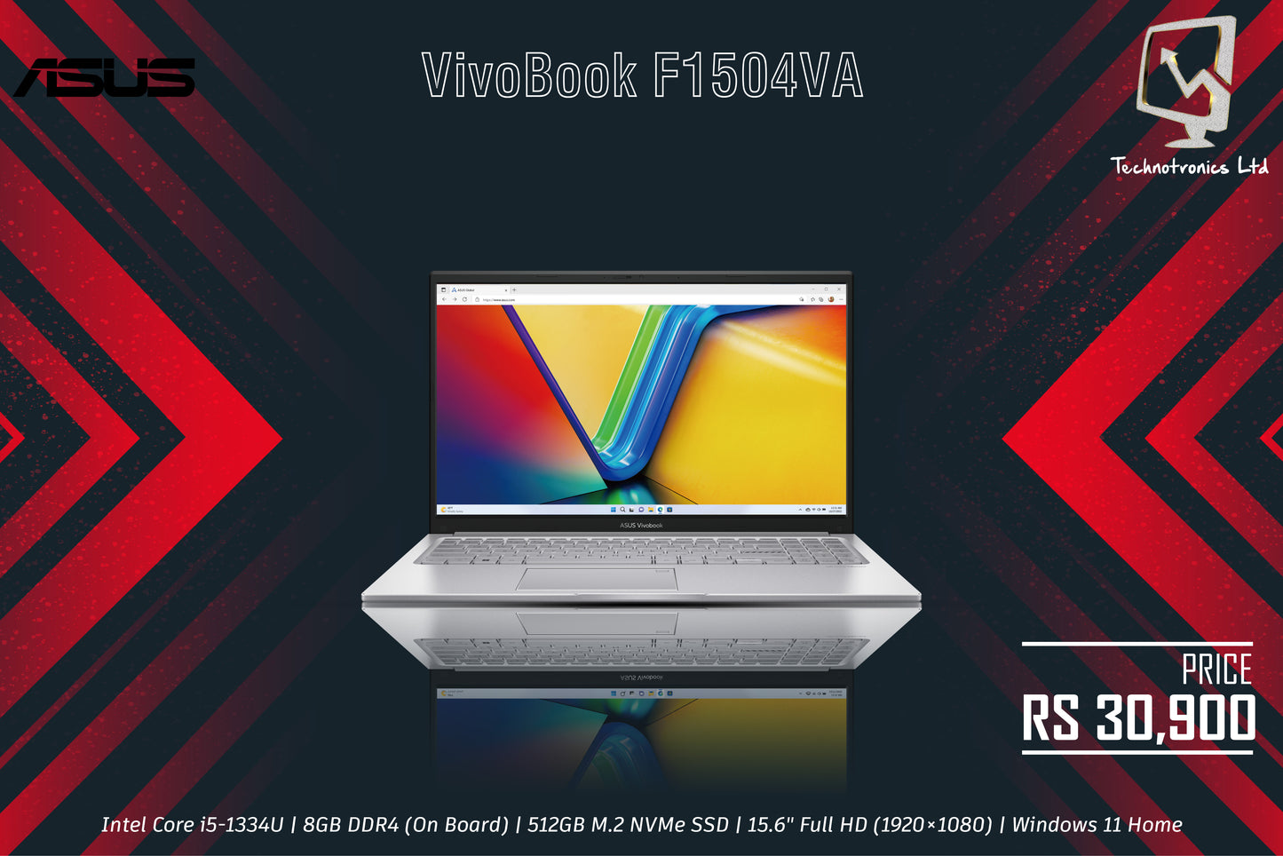 Asus VivoBook F1504VA |  Intel Core i5-1334U | 8GB DDR4 (On Board) |  512GB M.2 NVMe SSD