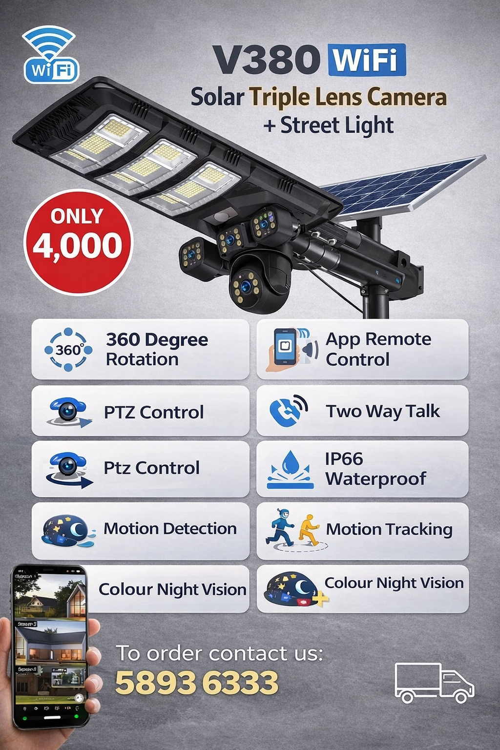 Outdoor Solar LAMP CCTV Camera WIFI