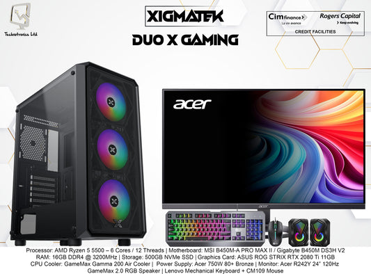 Xigmatek Duo X GAMING SET | Processor: AMD Ryzen 5 5500 | RAM: 16GB DDR4 | Storage: 500GB NVMe | Graphics Card: ASUS ROG STRIX RTX 2080 Ti 11GB