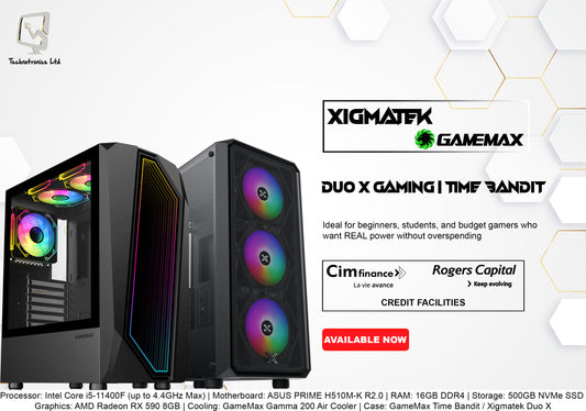 GameMax Time Bandit / Xigmatek Duo X | Processor: Intel Core i5-11400F |  RAM: 16GB DDR4 | Storage: 500GB NVMe SSD | Graphics: AMD Radeon RX 590 8GB