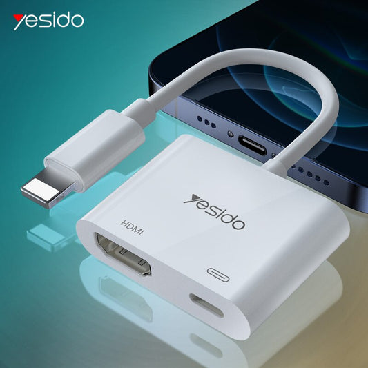 Yesido AVEN06 8Pin to HDMI Audio Video Adapter 1080P Resolution No Delay Cable for iOS System iPhone 12 13 14