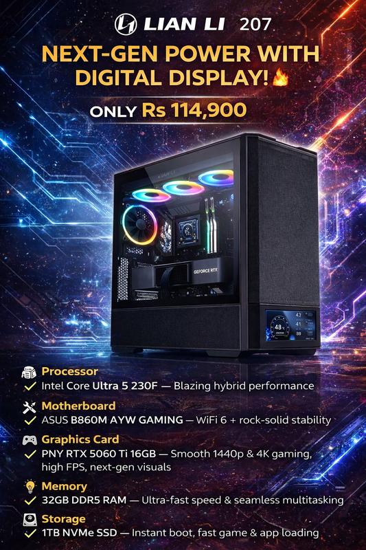 Lianli Gaming Tower with Digital Display-Ultra 5 +32GB Ram+1TB NVME