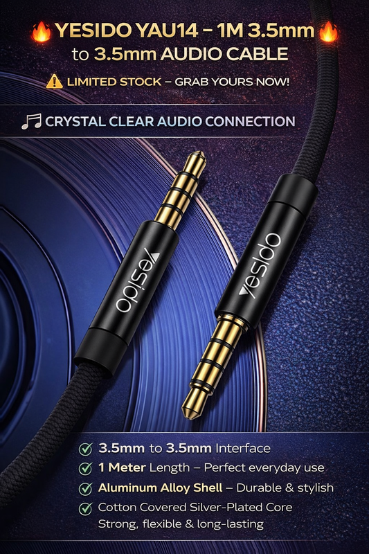 YESIDO YAU14 – 1M 3.5mm to 3.5mm AUDIO CABLE
