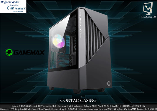 Entry-Level Gaming Tower, Ryzen 5 4500, 1 TB kingston NVMe, 16 GB Ram DDR4, RX 580 8GB Graphics Card