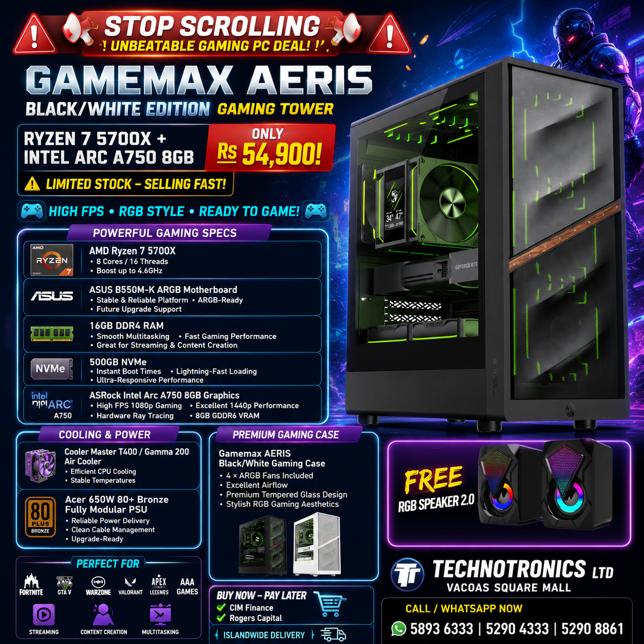 Gamemax AERIS Black/White  GAMING TOWER