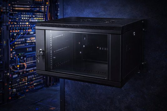 6U Data Cabinet Wall Mount with Glass Door and Fan.