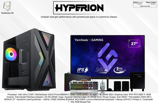 HYPERION GAMING SET -Intel Ultra 5 230F + RTX 5060 Ti 16GB- 27” 240Hz MONITOR
